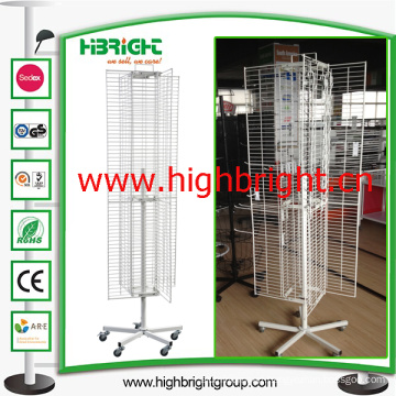 Grocery Store Metal Wire Display Spinning Racks with Grid Hooks